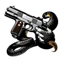 a snake rolling arm to hand o 1911 pistol tattoo design idea