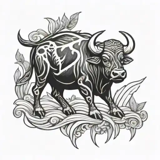 Vietnamese water buffalo tattoo design idea