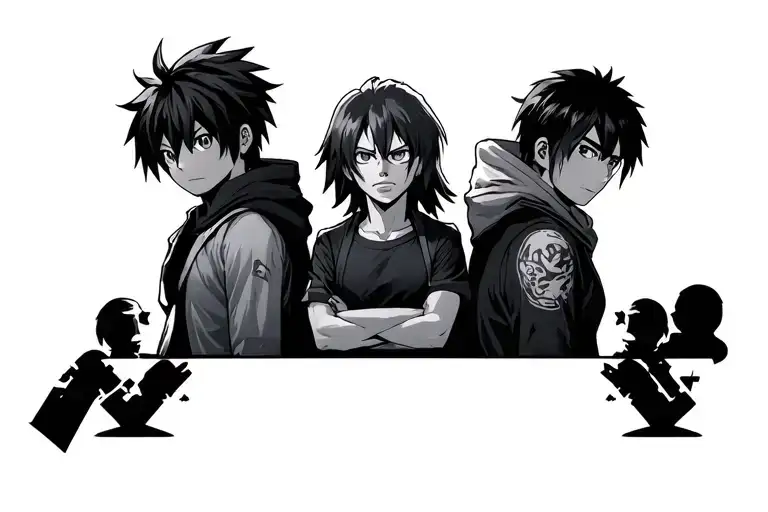 my hero academia inspired tattoo featuring main characters  tattoo design idea