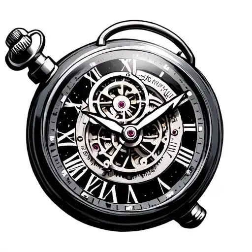 stop watch mechanism intertwined tattoo design idea