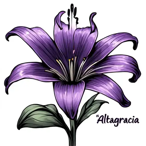 "Altagracia" purple lily flower tattoo design idea