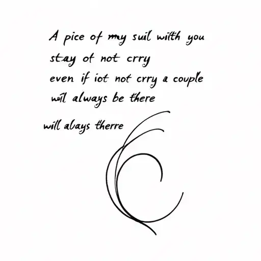A piece of my soul will stay with you does not cry even if it hurts a couple I will always be there tattoo design idea