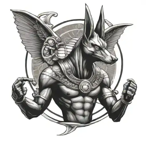 Anubis with scales tattoo design idea