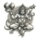natraj with trishul and bajrangbali  tattoo design idea