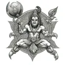 natraj with trishul and bajrangbali  tattoo design idea