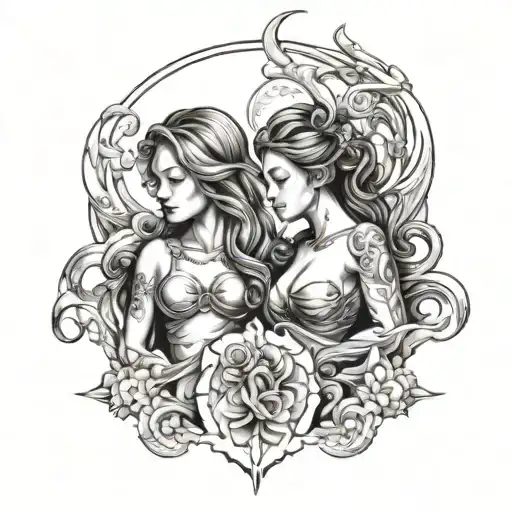 aquarius and virgo tattoo design idea