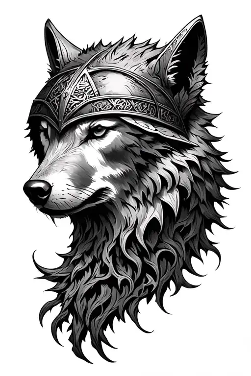 viking tree of life wolf helm of awe tattoo design idea