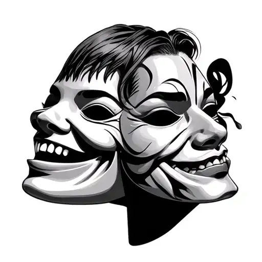 smile now cry later mask tattoo design idea