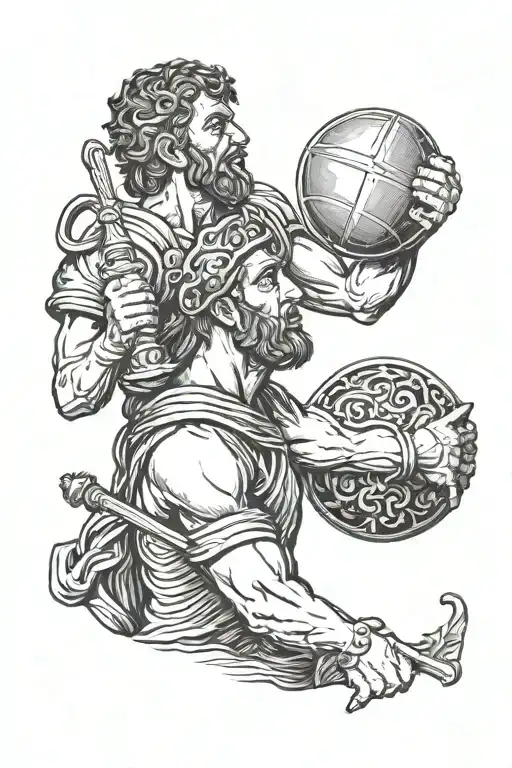 David holding the head of Goliath with a  scripture tattoo design idea