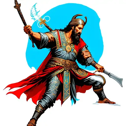 Orthodox warrior battling tattoo design idea