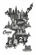 Cleveland, Ohio city skyline, area code 216, motivational quote, Cleveland Cavaliers logo, Ohio State logo tattoo design idea