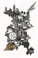 Cleveland, Ohio city skyline, area code 216, motivational quote, Cleveland Cavaliers logo, Ohio State logo tattoo design idea