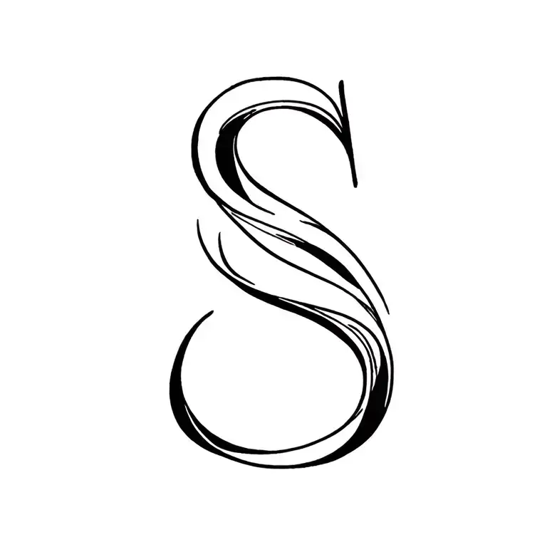 the word "S" in capital as a wave in fineline  tattoo design idea