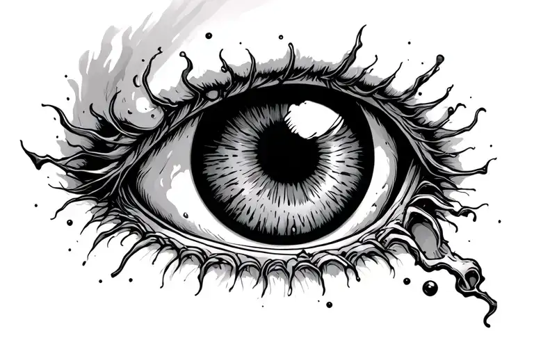 creepy eyeball ripping out of skin tattoo design idea