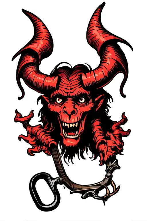 devil pitchfork tattoo design idea