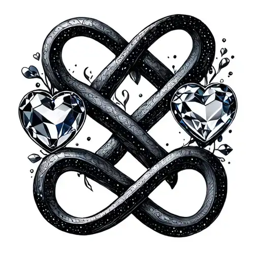 INFINITY SIGN WITH 3 BIRTHSTONES HEARTS tattoo design idea
