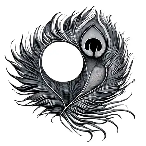 pisces zodiac symbol blended with peacock feather  tattoo design idea