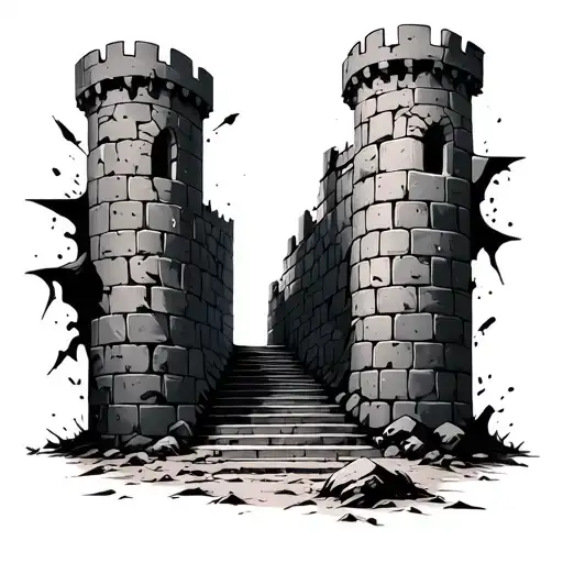 stronghold walls destroyed tattoo design idea