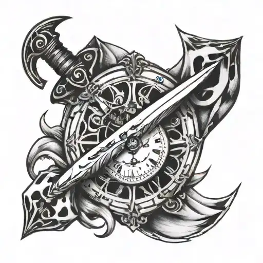 dice sword clock tattoo design tattoo design idea