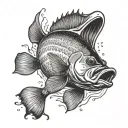 Bass Jumping Out Of Water tattoo design idea