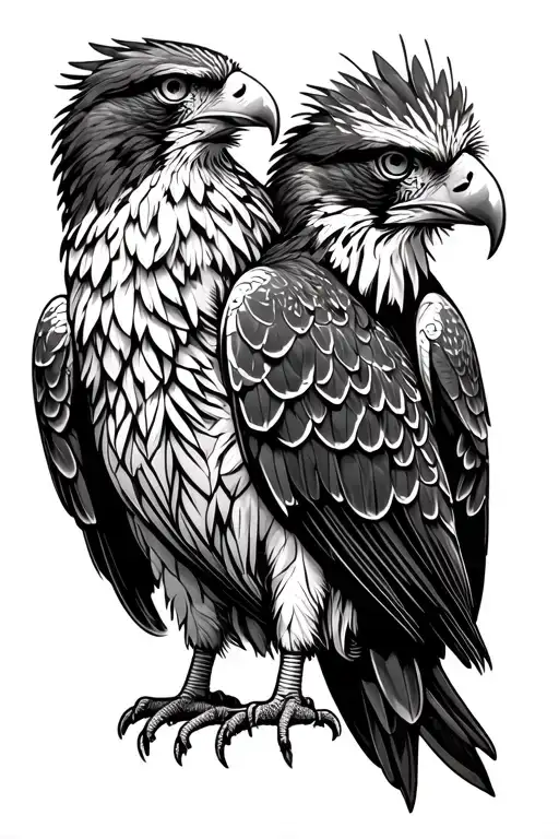 Philippine eagle sitting together tattoo design idea