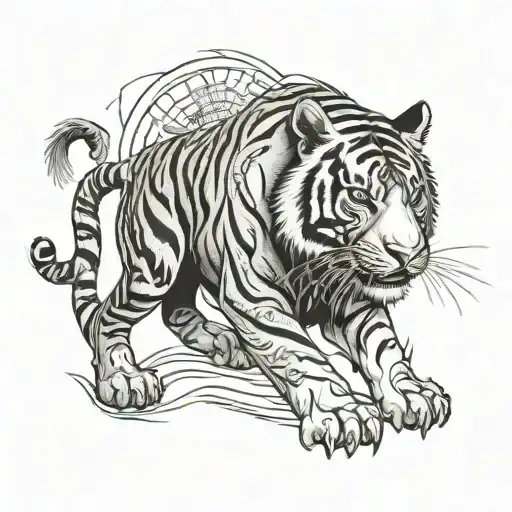 sak yant Tiger full body thai tatto design with text tattoo design idea