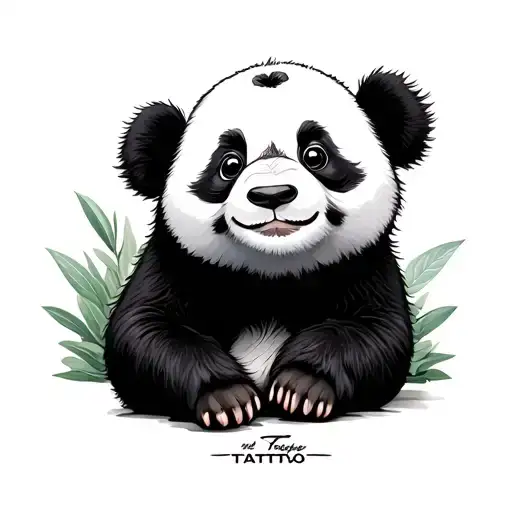 baby panda sitting tattoo design idea