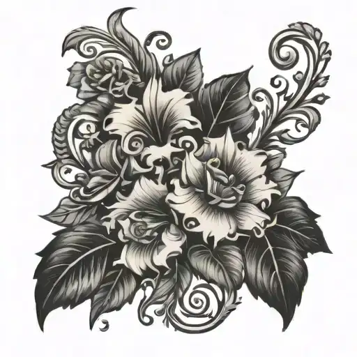 floral arm sleeve vine wrapping tattoo design idea