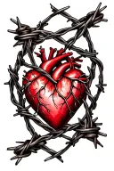 heart surrounded by barbed wire tattoo design idea