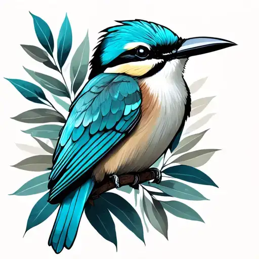 Turquoise-browed motmot tattoo design idea