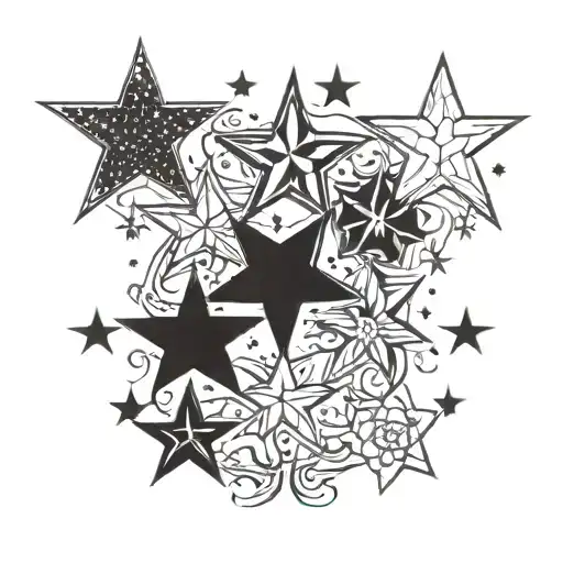 stars across chest tattoo design idea
