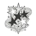 stars across chest tattoo design idea