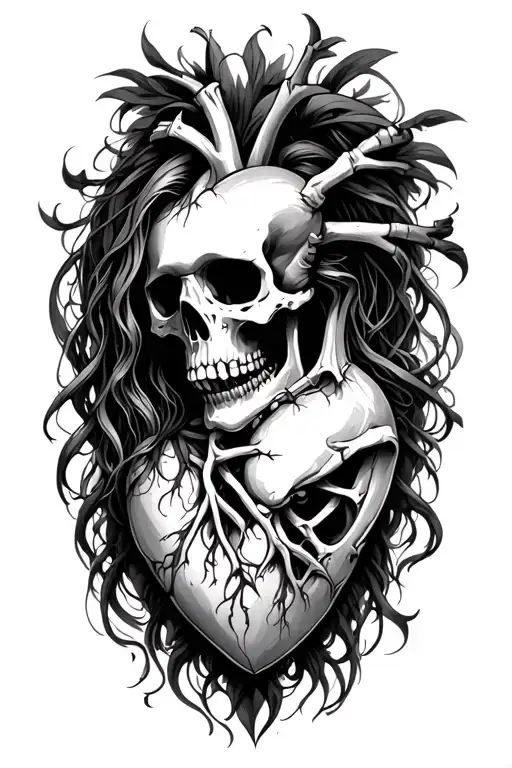heart breaking dawn skeleton tattoo design idea