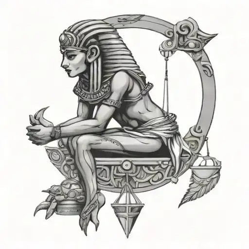 egyptian libra zodiac sign tattoo design idea