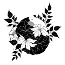 Cloud Japanese Leafs tattoo design idea