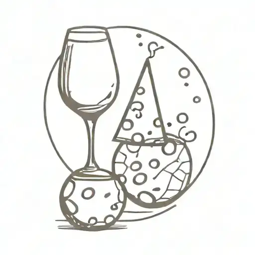 cheese wine mirrorball tattoo design idea