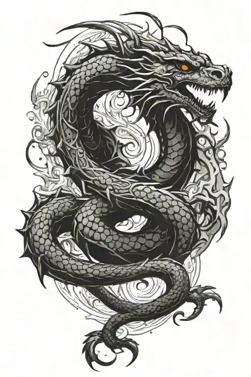 scorpio zodiac sign with water and fire breathing dragon tattoo design idea