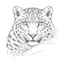 snow leopard sitting tattoo design idea