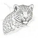 snow leopard sitting tattoo design idea