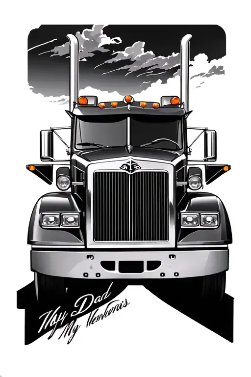 Peterbilt truck paying homage my dad memorial tattoo design idea