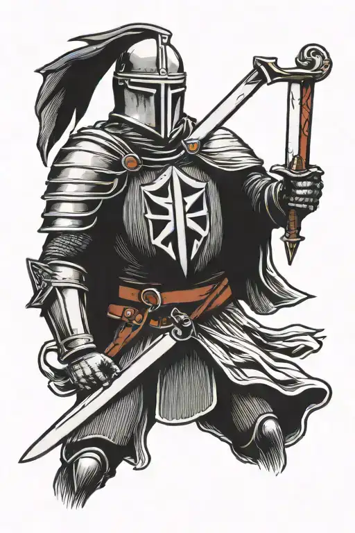 Templar knight holding a sword tattoo design idea
