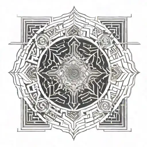 Labyrinth and mandala design incorporating tattoo design idea