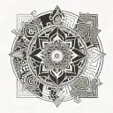 Labyrinth and mandala design incorporating tattoo design idea