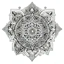 Labyrinth and mandala design incorporating tattoo design idea