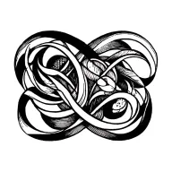 blackwork bold abstract shapes intertwined ornamental flourishes high-contrast  intricate aesthetic board raw strokes tattoo design idea