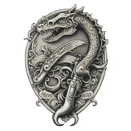 don't tread on me flintlock pistols tattoo design idea