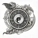 Yin Yang compass tattoo design idea