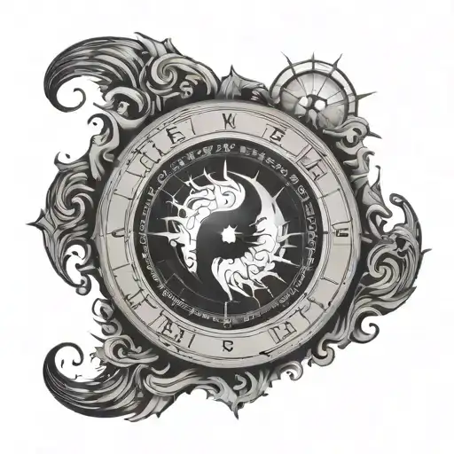 Yin Yang compass tattoo design idea