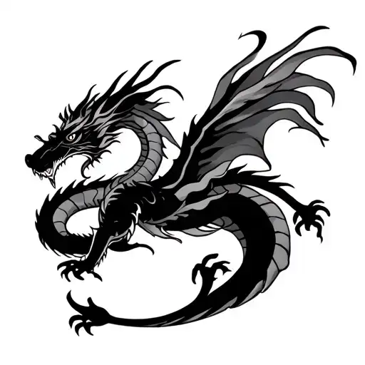 japanese dragon flying tattoo design idea