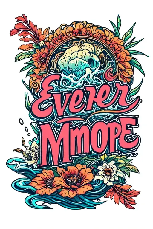 "Evermore" ocean tattoo design idea